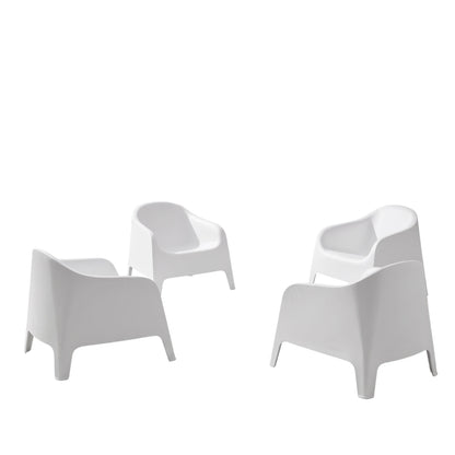 Silla de jardin Skarpo set de 4 apilables + mesa master-blanco