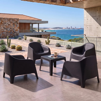 Silla de jardin Skarpo set de 4 apilables + mesa master-Negro