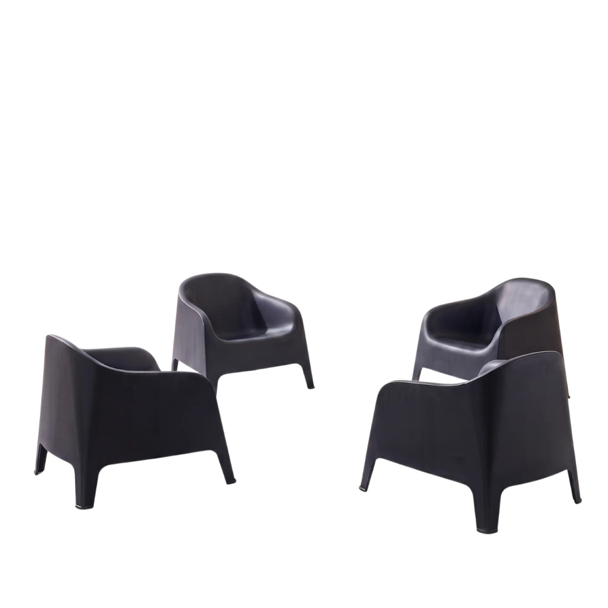 Silla de jardin Skarpo set de 4 apilables + mesa master-Negro